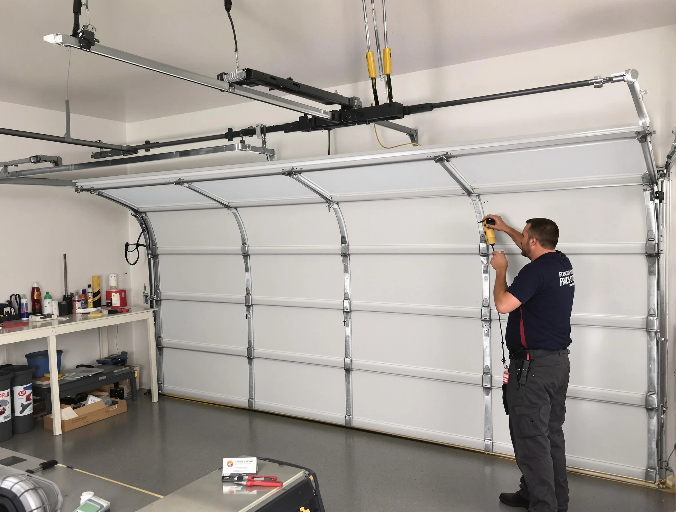 Superior Garage Door Repair certified technician performing overhead door system repair in Superior