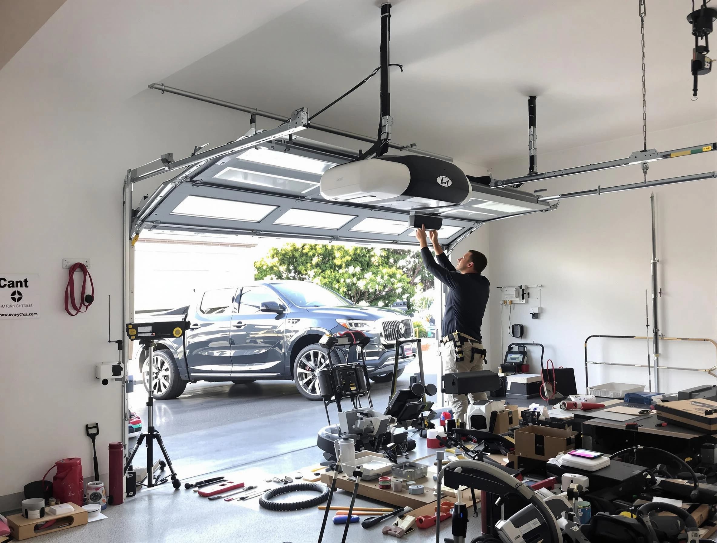 Superior Garage Door Repair specialist installing smart garage door opener system in Superior home